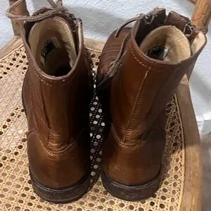 Frye Tyler Brown Leather Double Zip Lace-Up Boots with Brogue Detailing Frye Combat Boots for Men for Sale | Shop New & Used Men main image 4